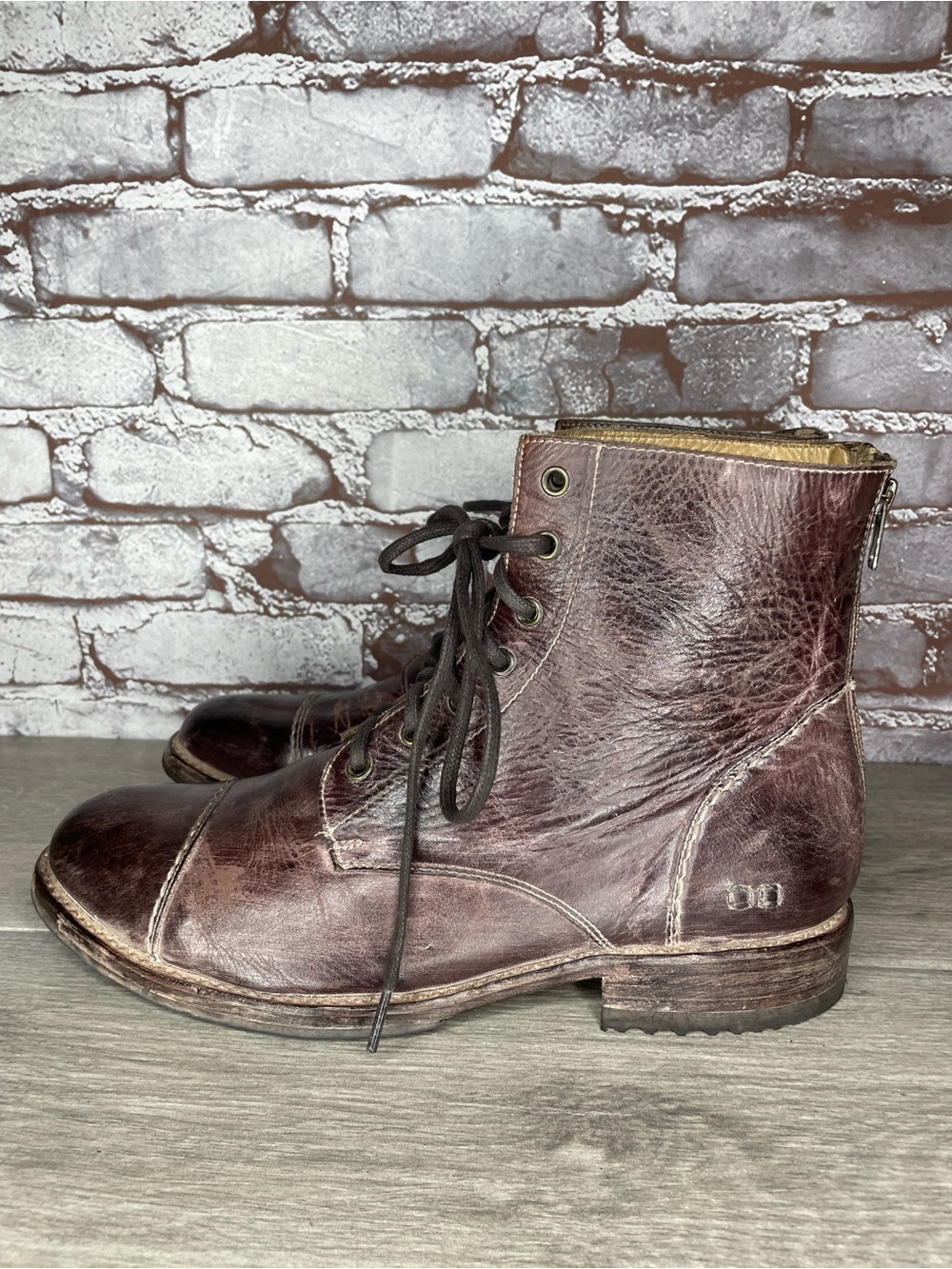 Bed Stu Protege Brown Leather Distressed Cap Toe Lace Up Combat Boots Men sz 11M